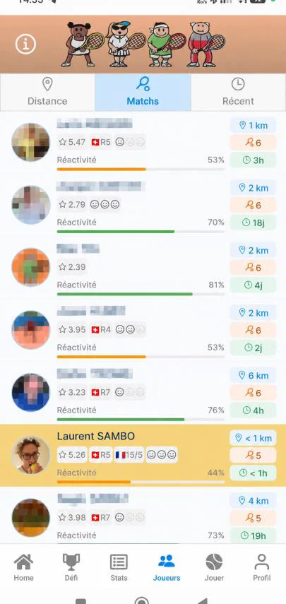 La recherche de joueurs